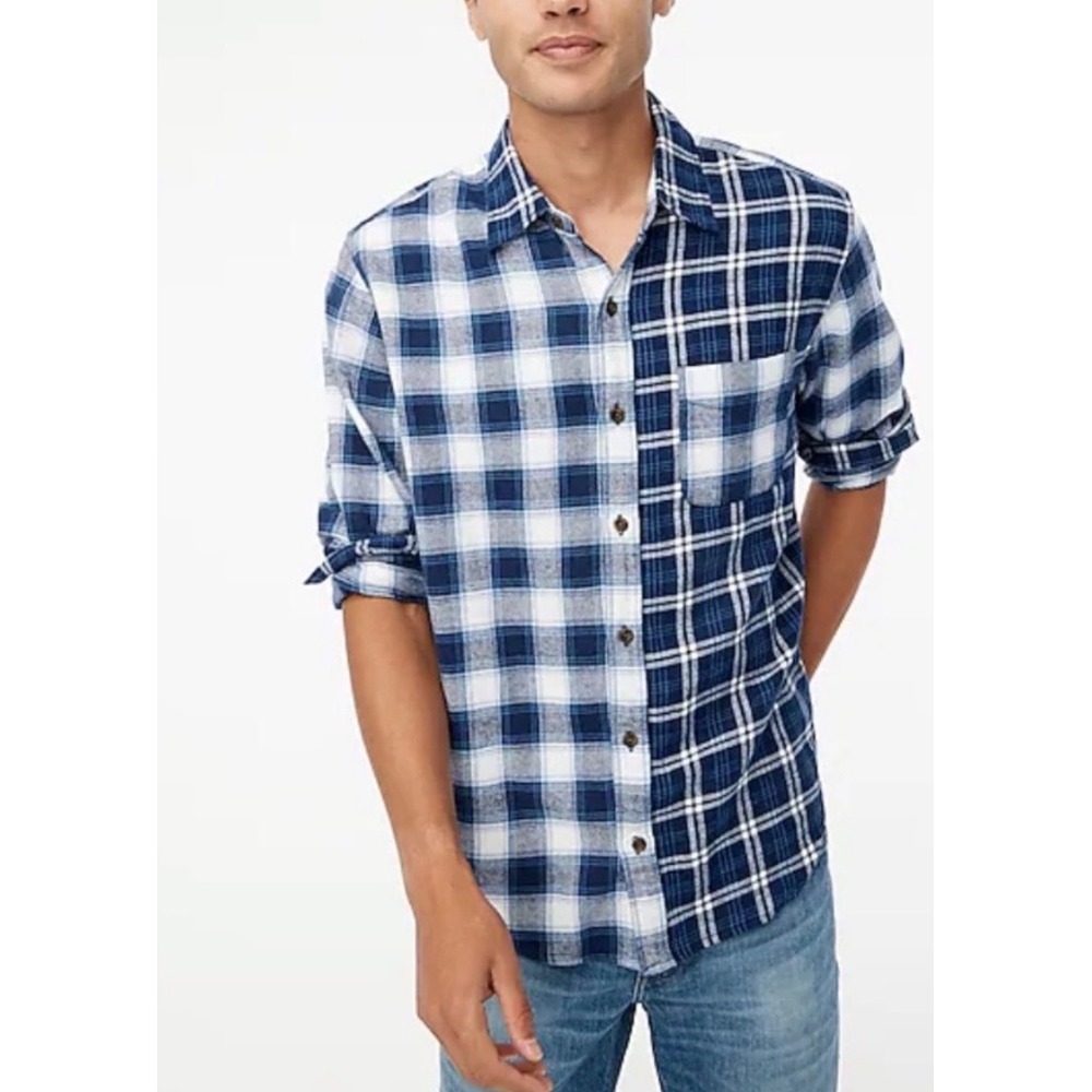 J.Crew Men's Long Sleeve Flannel Shirt Size Large Plaid Button Down‎